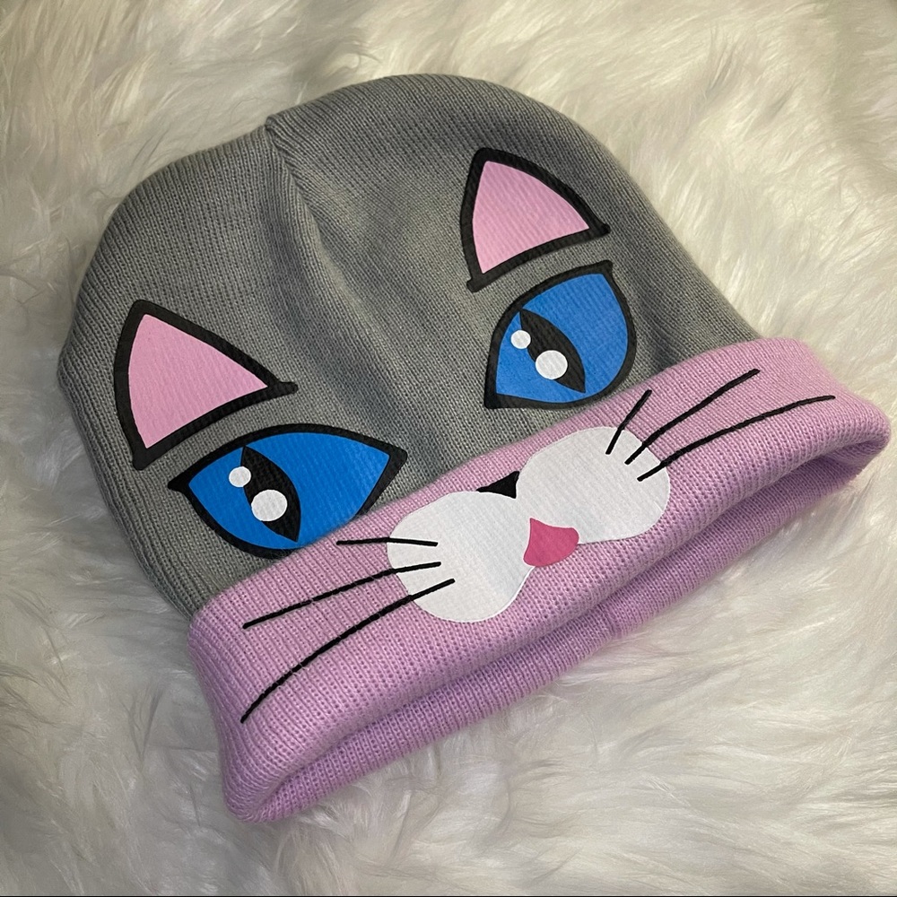 Kitty Cat Beanie Hat - Reversible